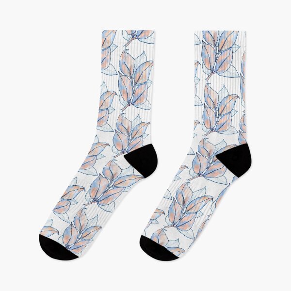 Item preview, Blue Peach Botanical Leaves: Watercolour Line Art designed and sold by ArithraStudio.