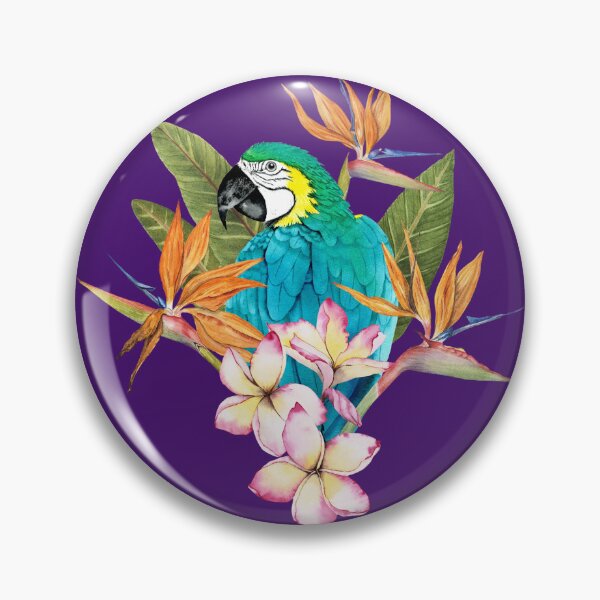 Item preview, Tropical flowers blue macaw sticker designed and sold by DesignPMG.