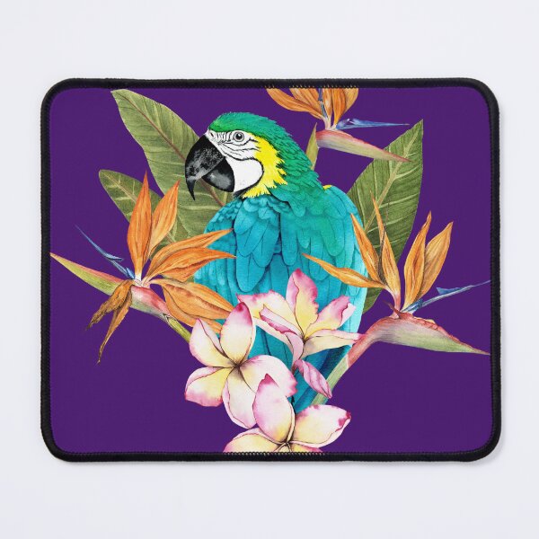 Item preview, Tropical flowers blue macaw sticker designed and sold by DesignPMG.