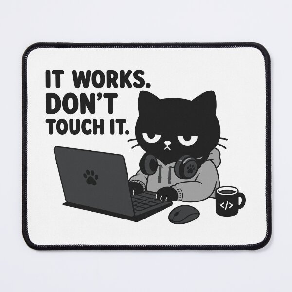Item preview, IT WORKS Don’t Touch It – Funny Cat Programmer Coding Sticker designed and sold by tindian.