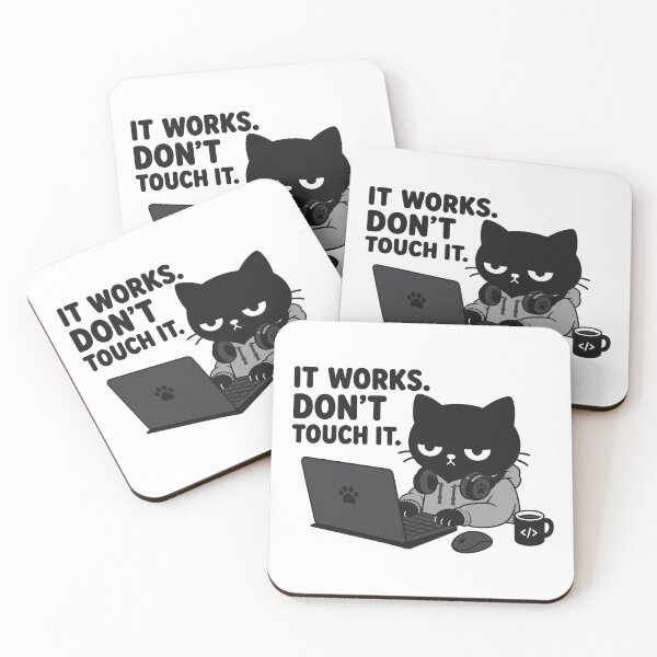 Item preview, IT WORKS Don’t Touch It – Funny Cat Programmer Coding Sticker designed and sold by tindian.