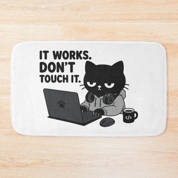Item preview, IT WORKS Don’t Touch It – Funny Cat Programmer Coding Sticker designed and sold by tindian.