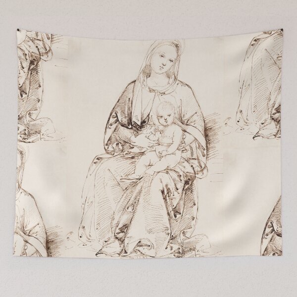 Item preview, Madonna and Child Ink Drawing designed and sold by artofuniverse.