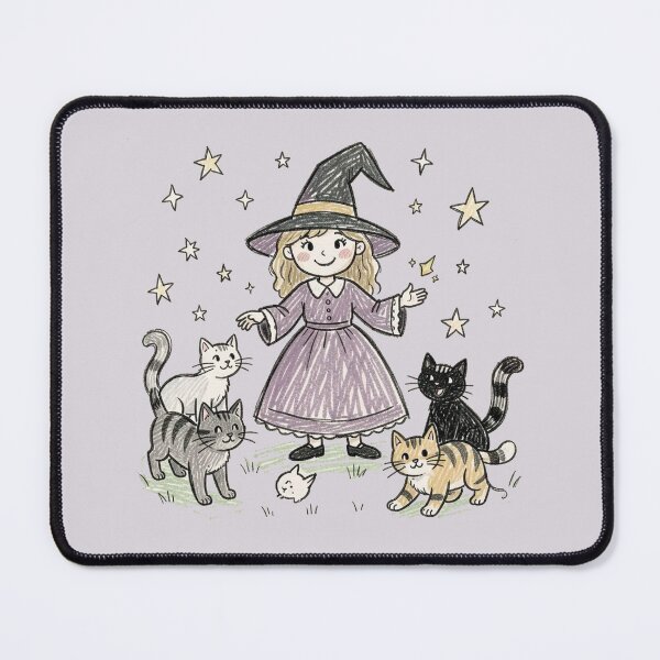 Item preview, Charming witch with cats designed and sold by MagelliShop.