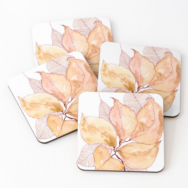 Item preview, Peach Pink Botanical Leaves: Watercolour Line Art designed and sold by ArithraStudio.