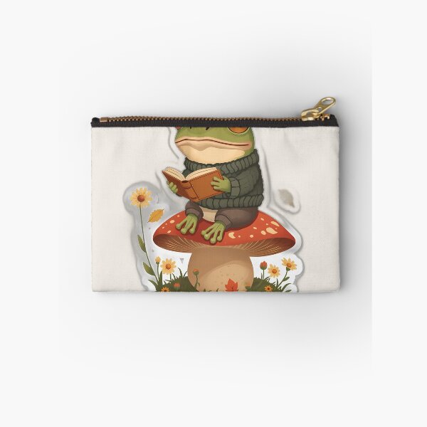 Item preview, Frog Reading on Mushroom - Cute Bookish Aesthetic Sticker designed and sold by Swizzy2vore.