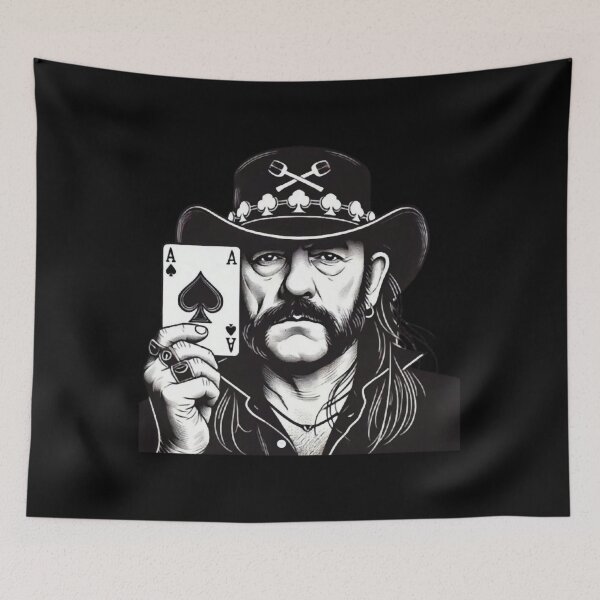 Item preview, Lemmy Kilmister Ace od Spades (Motörhead) Black & White Active designed and sold by krowsunna.