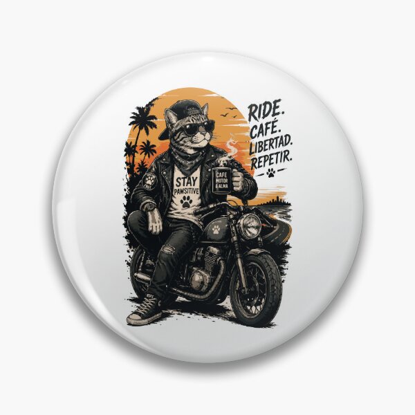Item preview, The Biker Cat - "Stay Pawsitive" Edition Ride, Café & Rock: The Biker Cat designed and sold by victorstudioart.