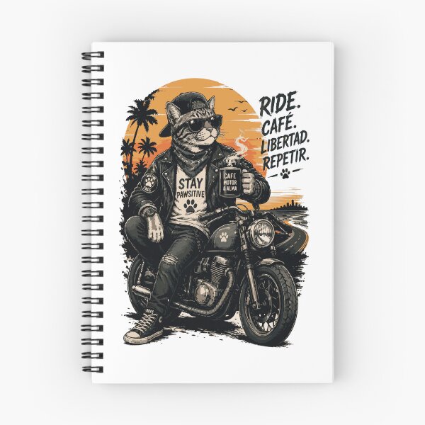 Item preview, The Biker Cat - "Stay Pawsitive" Edition Ride, Café & Rock: The Biker Cat designed and sold by victorstudioart.