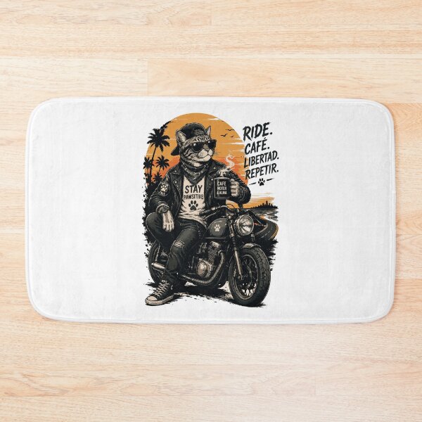 Item preview, The Biker Cat - "Stay Pawsitive" Edition Ride, Café & Rock: The Biker Cat designed and sold by victorstudioart.