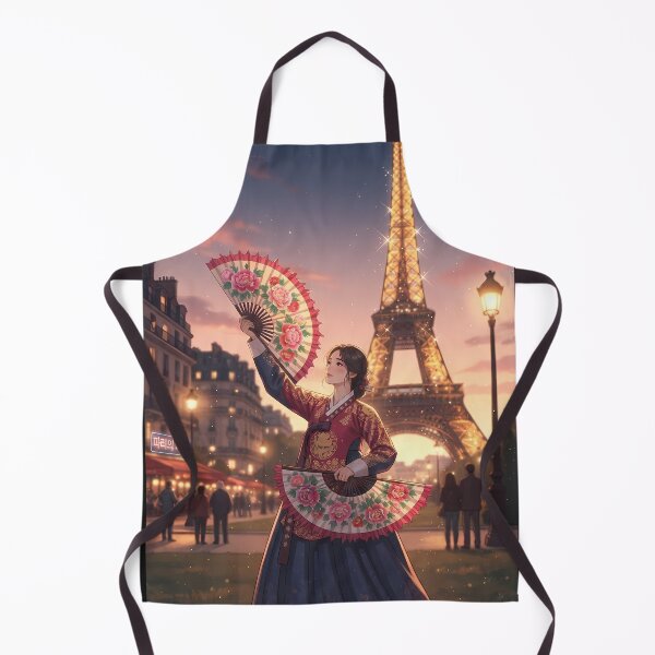 Item preview, Parisian Fan Dance: Korean Buchaechum Meets Eiffel Tower Sunset designed and sold by SOOstudio73.