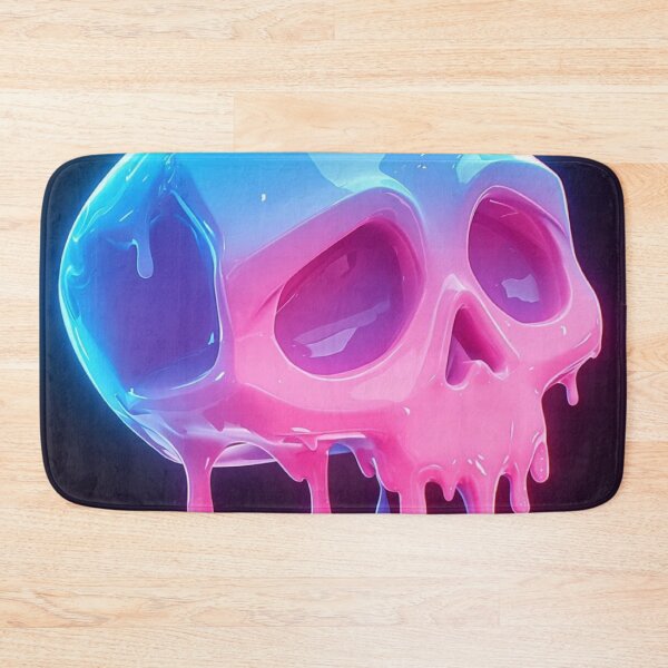 Item preview, Melting Neon Skull Pink Blue Dripping Glossy 3D Art designed and sold by LYAN-STORE.