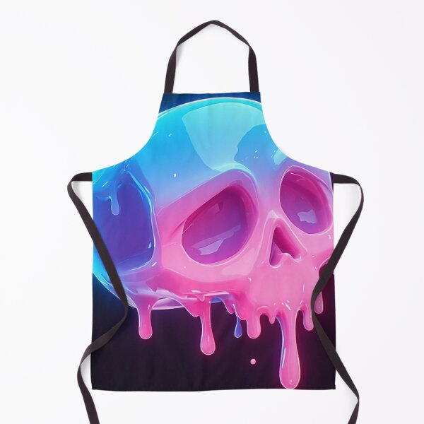 Item preview, Melting Neon Skull Pink Blue Dripping Glossy 3D Art designed and sold by LYAN-STORE.