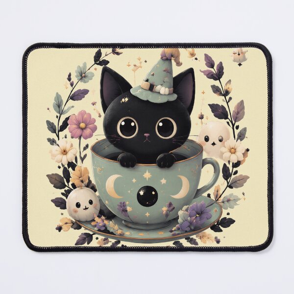 Item preview, Cute Black Cat Witch Teacup Halloween designed and sold by Soluna Studio.