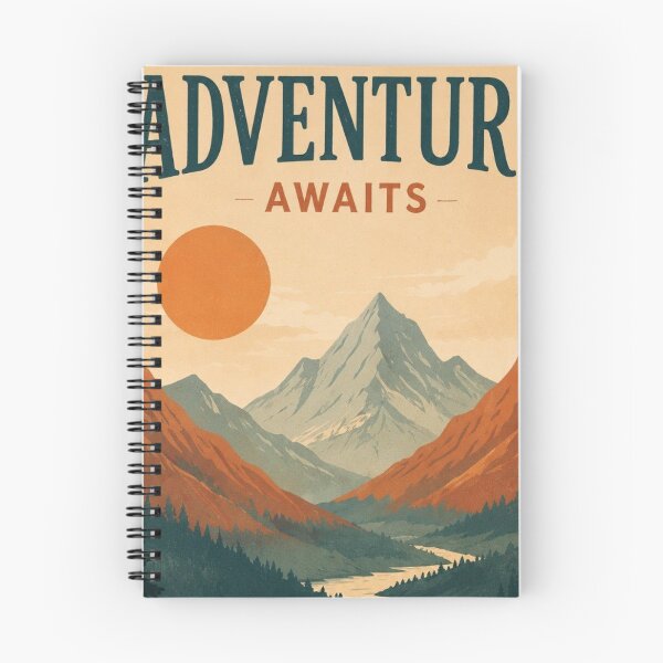 Item preview, Adventure Awaits Vintage Mountain Sunset National Park Poster designed and sold by LYAN-STORE.