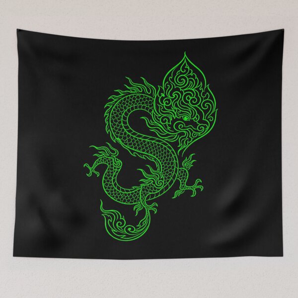 Item preview, Neon Green Ly Dynasty Dragon - Cyberpunk Asian Mythology designed and sold by Rising Drake.