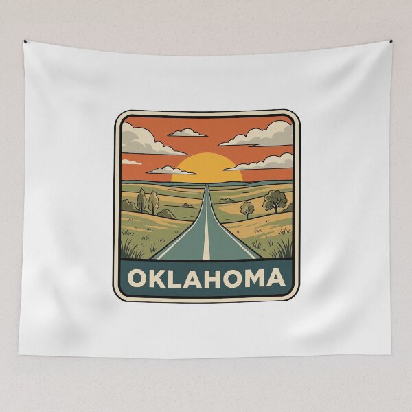 Item preview, Vintage Oklahoma Route Prairie Road Trip Travel Art designed and sold by Paper Drip.