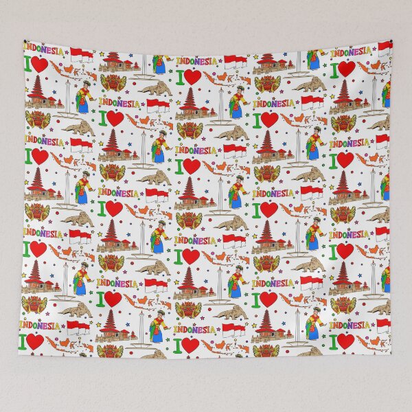 Item preview, I Love Indonesia. Hand Drawn Indonesian Elements Flag And Map designed and sold by bylerg-wyneth.