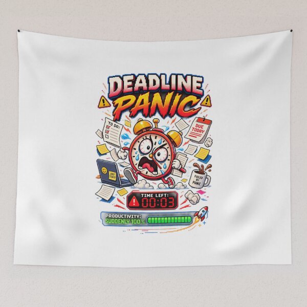 Item preview, Deadline Panic – Last Minute Productivity Pixel Humor designed and sold by Mad Factory Designs.