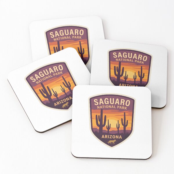 Item preview, Saguaro National Park Arizona Retro Sunset Coyote Badge designed and sold by LittleArij.