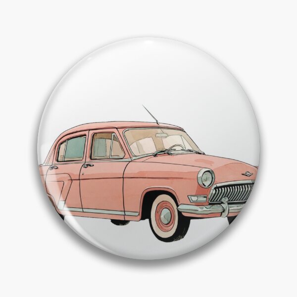 Item preview, Pink Vintage Sedan - Retro 1950s Classic Car Watercolor Illustration designed and sold by Brandady.