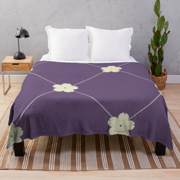 Item preview, Minimalist Sakura Grid Purple Cream Flower Pattern designed and sold by LYAN-STORE.