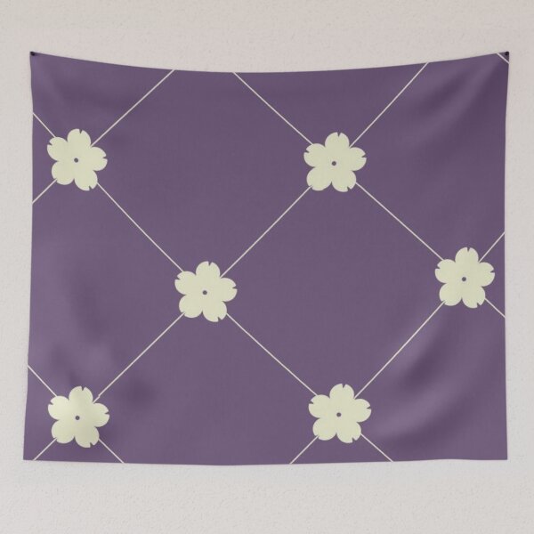 Item preview, Minimalist Sakura Grid Purple Cream Flower Pattern designed and sold by LYAN-STORE.