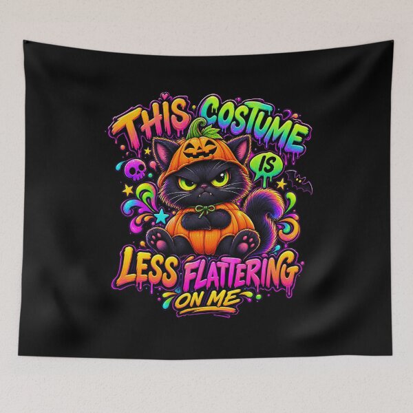 Item preview, Grumpy Black Cat in Pumpkin Costume Halloween designed and sold by OMdesign10.