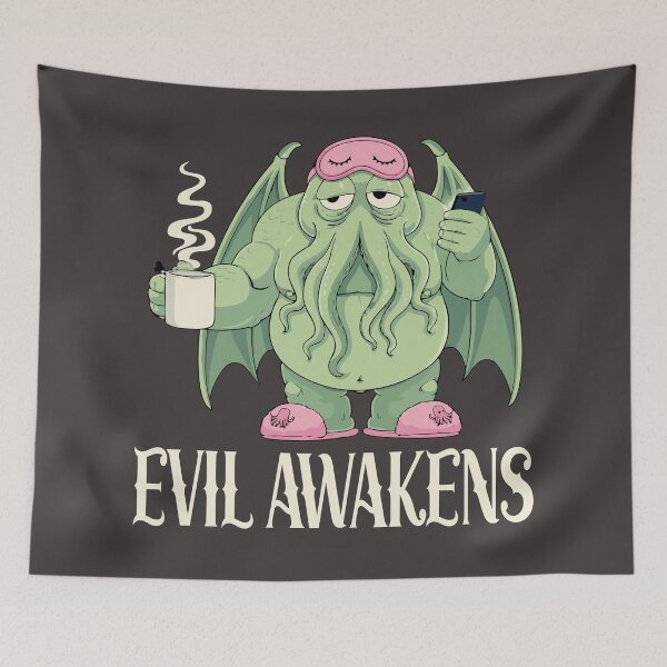 Item preview, Cthulhu Evil Awakens, Funny Cthulhu Morning Coffee Pajama designed and sold by Colorfulman.