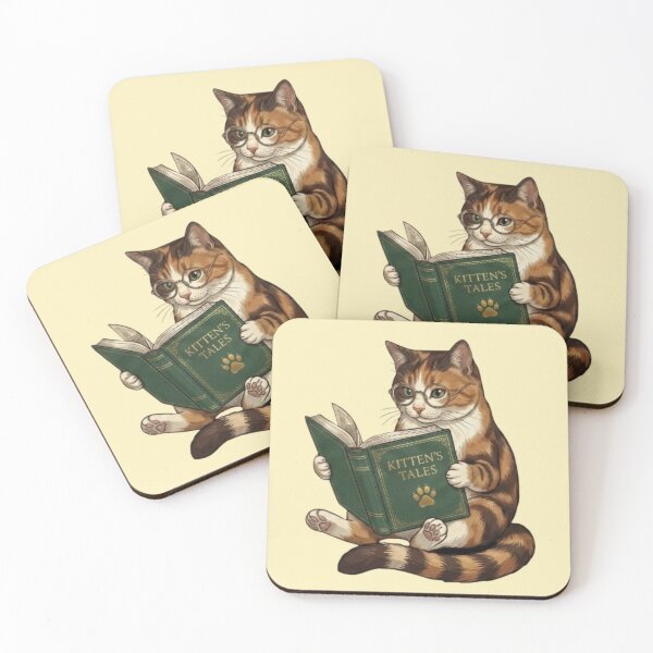 Item preview, Cute Cat Reading "Kitten's Tales" Book - Vintage Style T-Shirt Design designed and sold by Northern Glow Art.