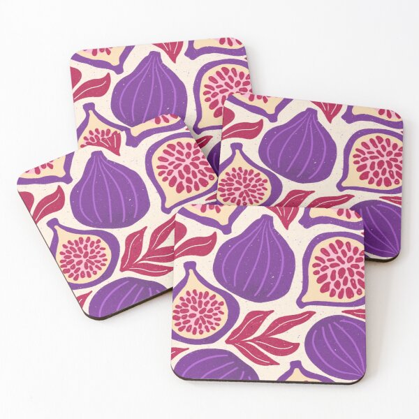 Item preview, Cute Purple Figs Fruit Linocut Mediterranean Folk Art designed and sold by LYAN-STORE.