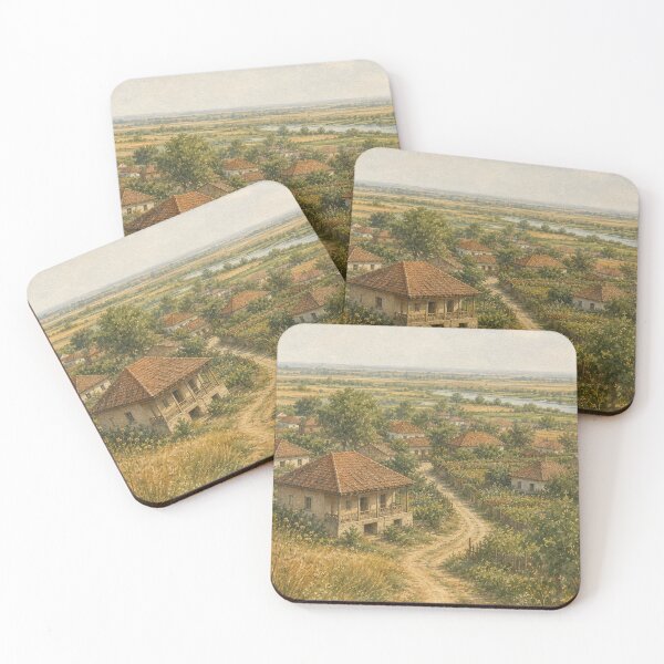 Item preview, Goicea Village Landscape in Watercolour Country Art designed and sold by FurusatoGallery.