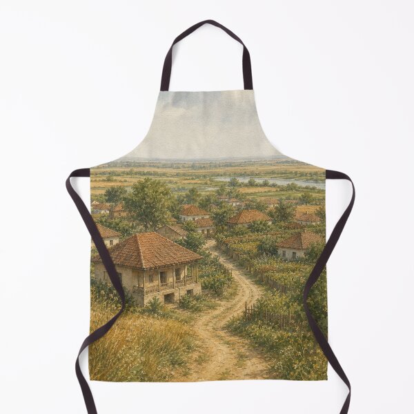 Item preview, Goicea Village Landscape in Watercolour Country Art designed and sold by FurusatoGallery.