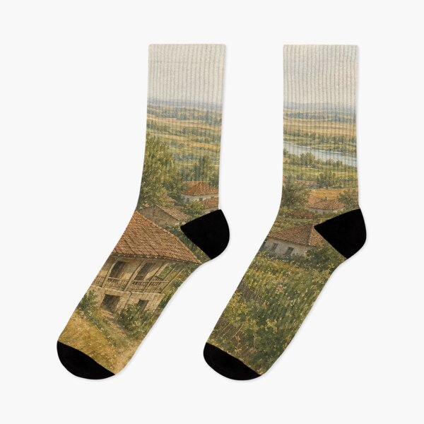 Item preview, Paisaje del pueblo de Goicea en acuarela (Arte rural) designed and sold by FurusatoGallery.