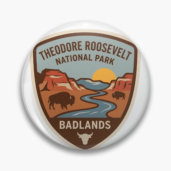Item preview, Theodore Roosevelt National Park Badlands Vintage Bison Shield designed and sold by LittleArij.