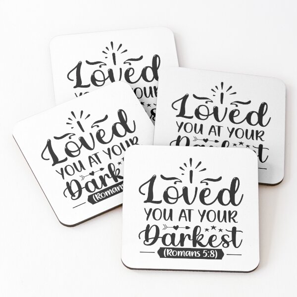 Item preview, Loved You at Your Darkest - Christian Romans 5:8 Faith Tshirt, sticker, mug and tattoo designed and sold by Billium Halder.