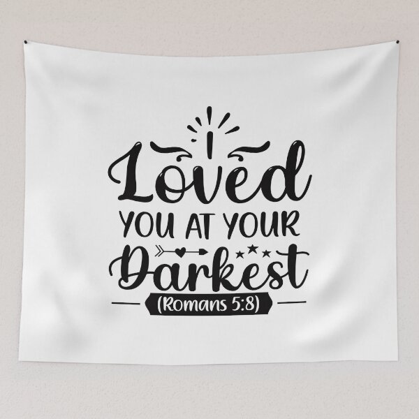 Item preview, Loved You at Your Darkest - Christian Romans 5:8 Faith Tshirt, sticker, mug and tattoo designed and sold by Billium Halder.
