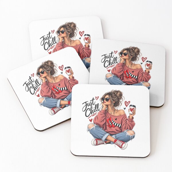 Item preview, Just Chill Fashion Girl – Cute Coffee & Hearts Graphic designed and sold by afr-saad.