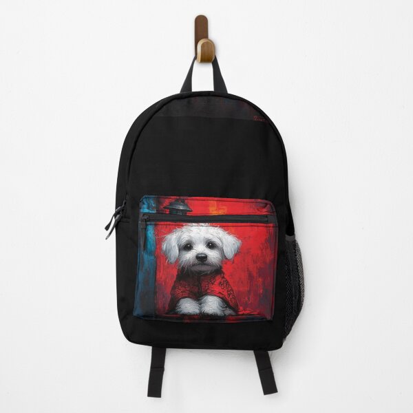 Item preview, Moody White Cute Dog – Vintage Red Blue Pet Portrait designed and sold by Taans-Creation.
