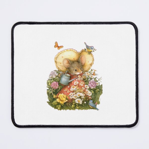 Item preview, Cute Mouse Gardener in Flower Garden - Vintage Cottagecore Watercolor designed and sold by Brandady.