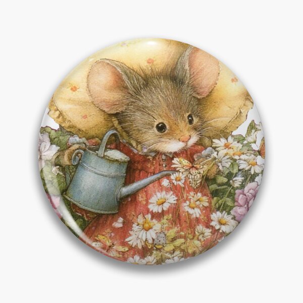Item preview, Cute Mouse Gardener in Flower Garden - Vintage Cottagecore Watercolor designed and sold by Brandady.