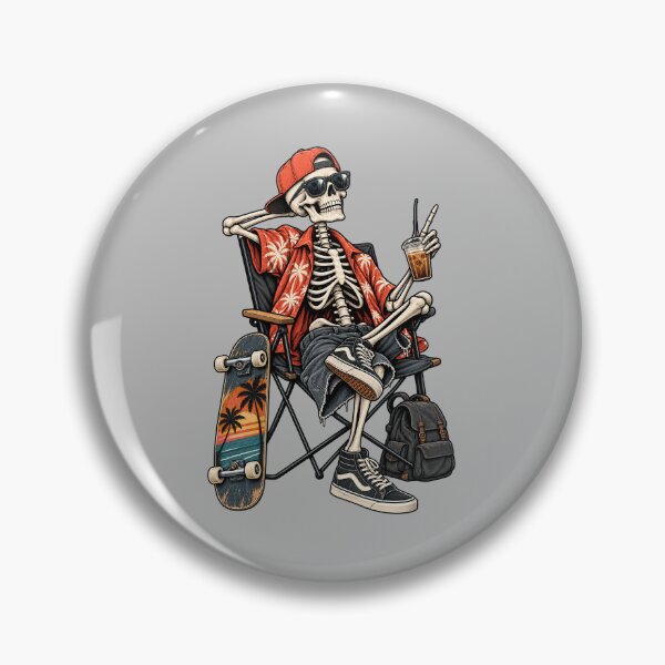 Item preview, Cool Skeleton Chilling in Red Hawaiian Shirt & Sneakers designed and sold by littlepiptales.