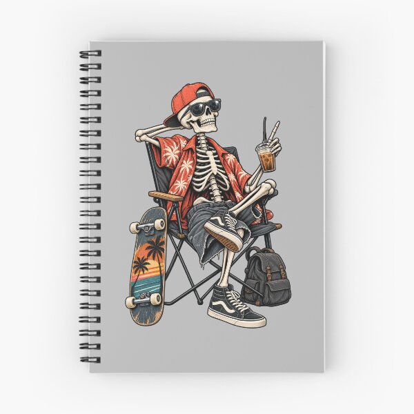 Item preview, Cool Skeleton Chilling in Red Hawaiian Shirt & Sneakers designed and sold by littlepiptales.
