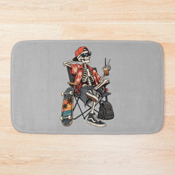 Item preview, Cool Skeleton Chilling in Red Hawaiian Shirt & Sneakers designed and sold by littlepiptales.