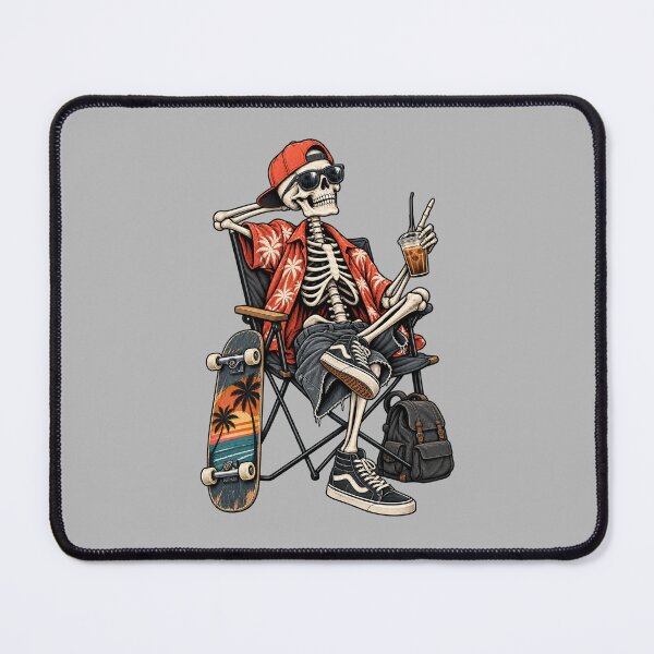 Item preview, Cool Skeleton Chilling in Red Hawaiian Shirt & Sneakers designed and sold by littlepiptales.