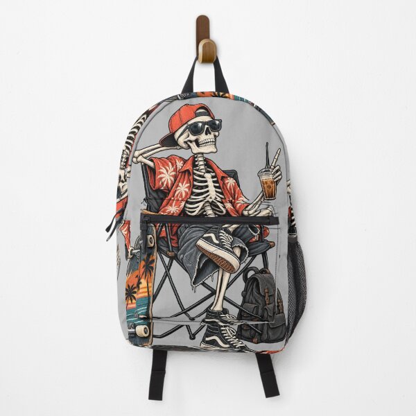 Item preview, Cool Skeleton Chilling in Red Hawaiian Shirt & Sneakers designed and sold by littlepiptales.