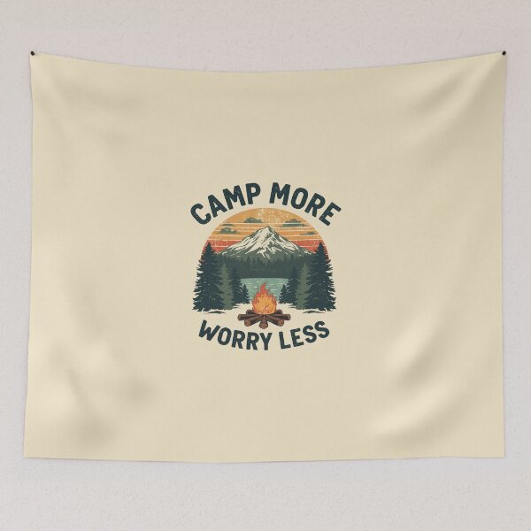 Item preview, Camp More Worry Less Vintage Mountain Camping designed and sold by Pransis_Diginer_26.