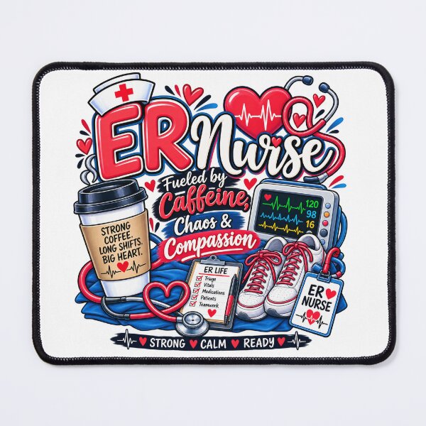 Item preview, ER Nurse Fueled by Caffeine Chaos & Compassion designed and sold by Nurse Vibes Studio.