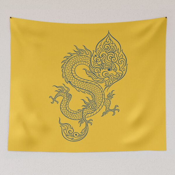 Item preview, Traditional Vietnamese Dragon Ly Dynasty - Elegant Blue Line Art designed and sold by Rising Drake.
