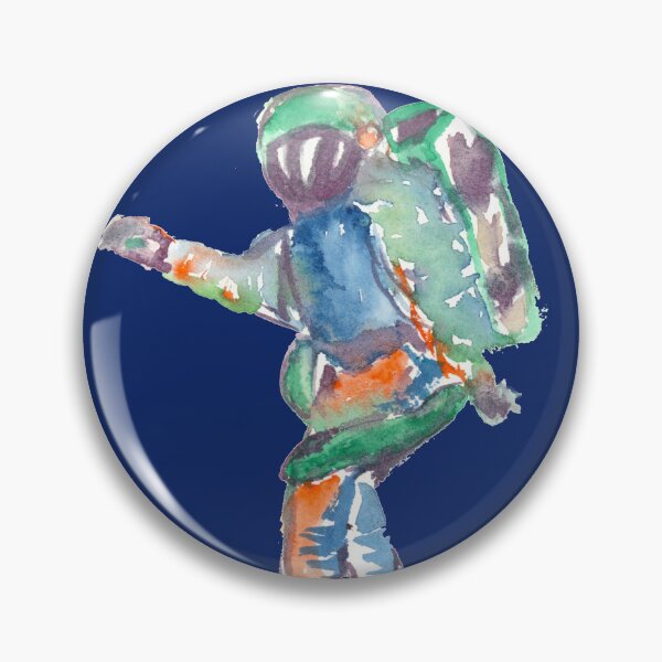 Item preview, Astronaut Watercolor Painting - Green and Orange Space Explorer designed and sold by FaireWaveArt.